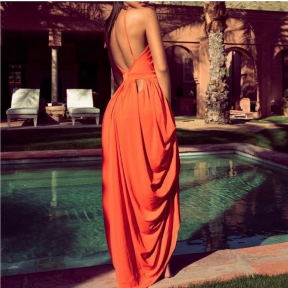 House of CB Ischia Orange cutout goddess maxi dress - Picture 2 of 13